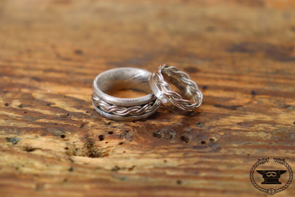 Eheringe Sterlingsilber Damast