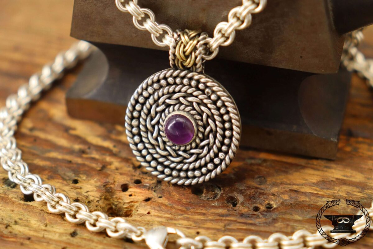 Runder Anhänger Sterlingsilber mit Amethyst