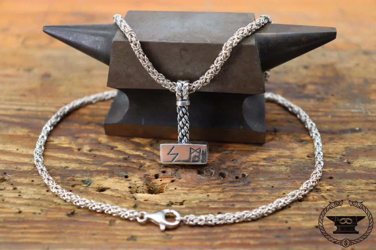 Thorshammer Sterlingsilber gedrehter Griff