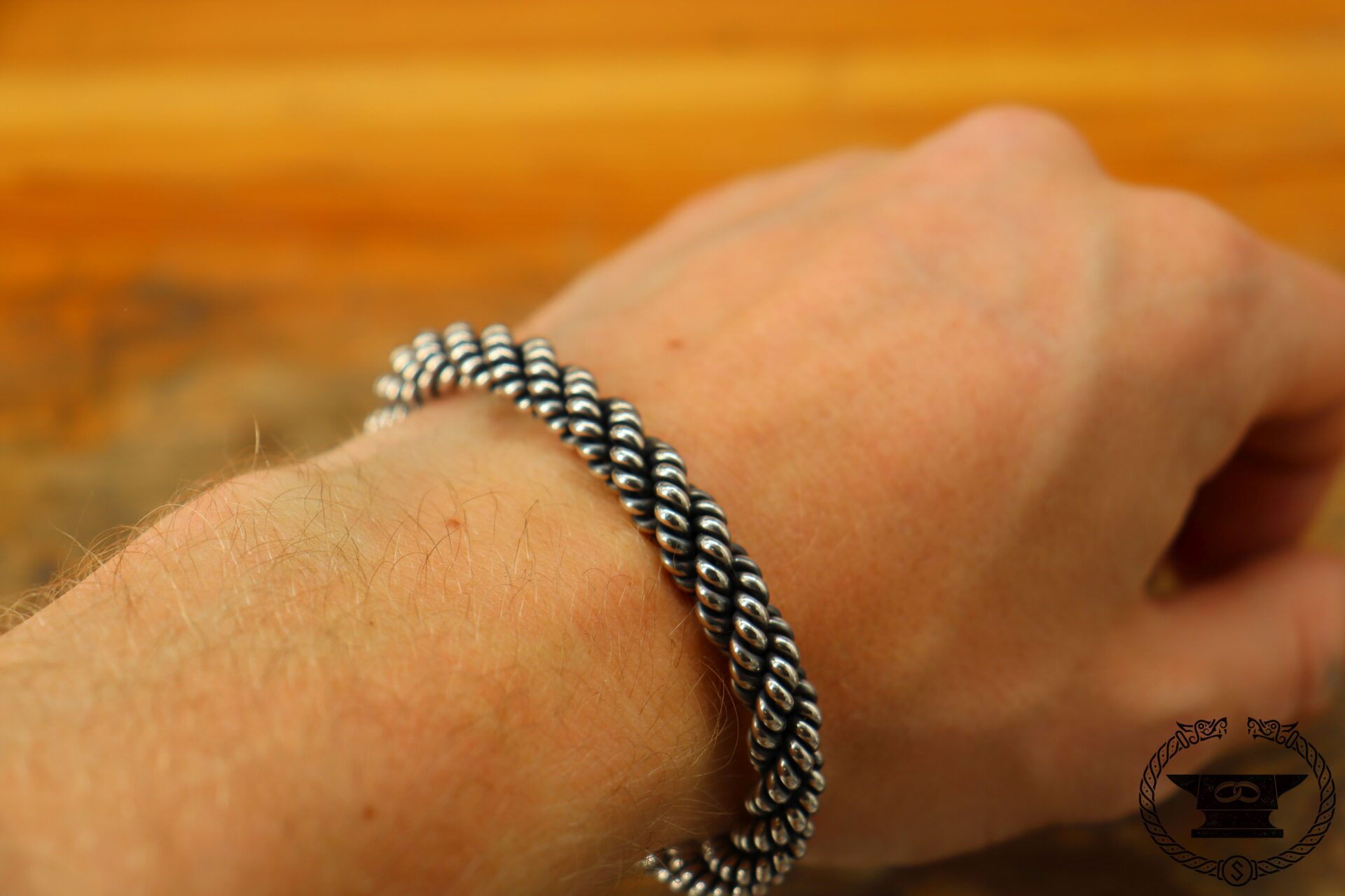 Viking bangle sterling silver amber