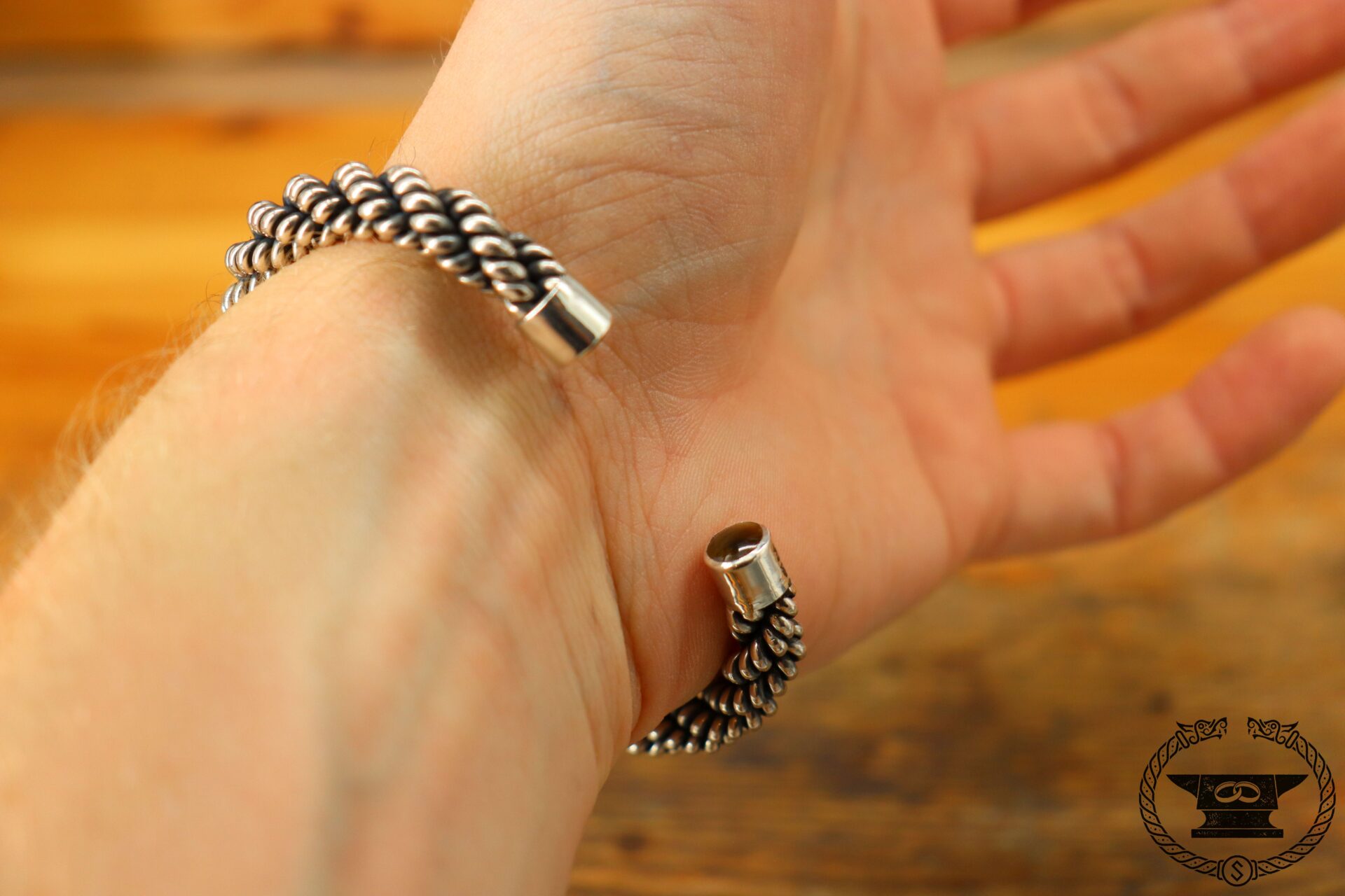 Viking bangle sterling silver amber