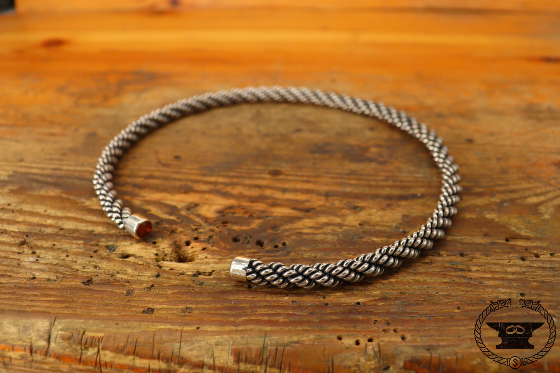 Wikinger Halsreif Sterlingsilber Bernstein