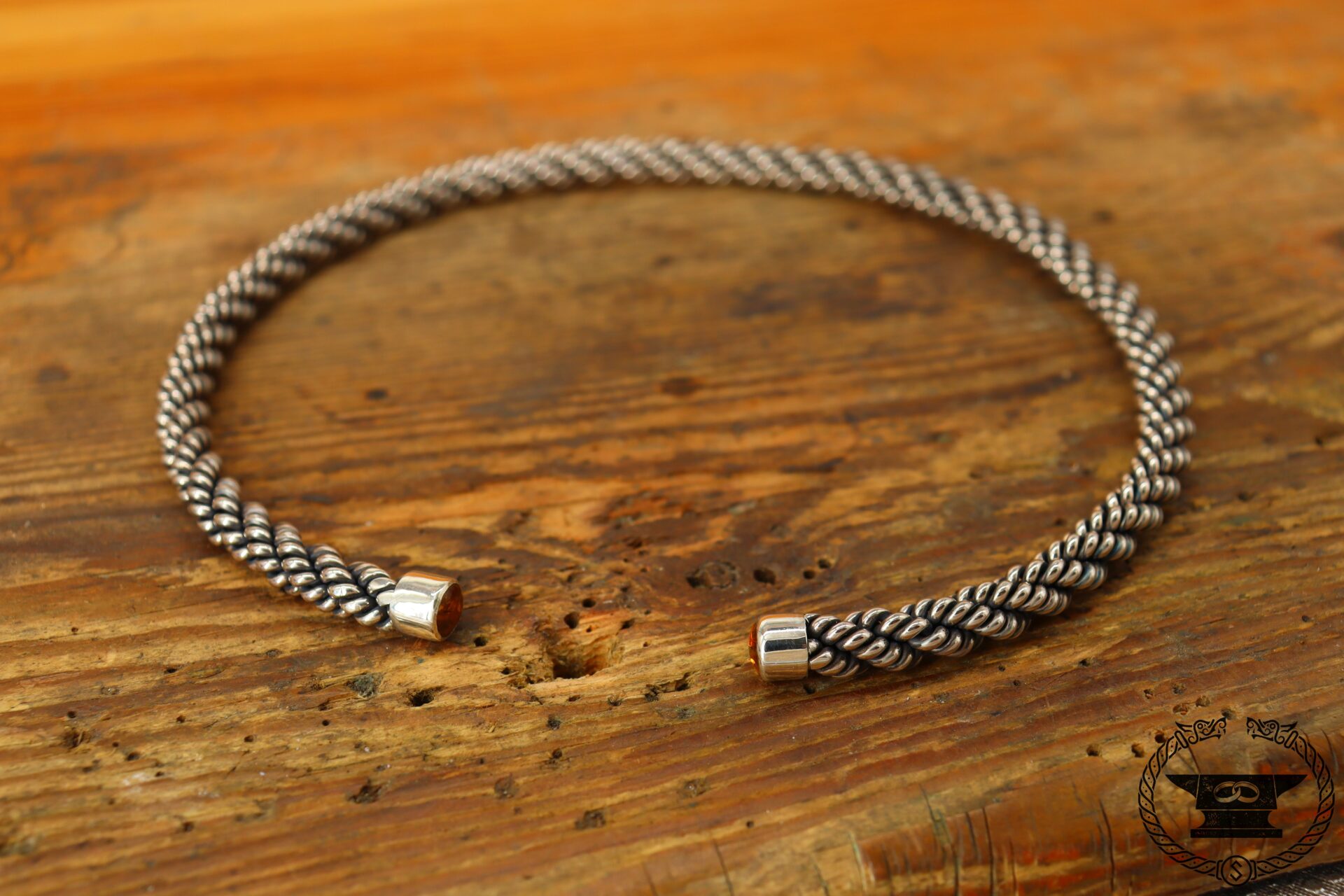 Wikinger Halsreif Sterlingsilber Bernstein