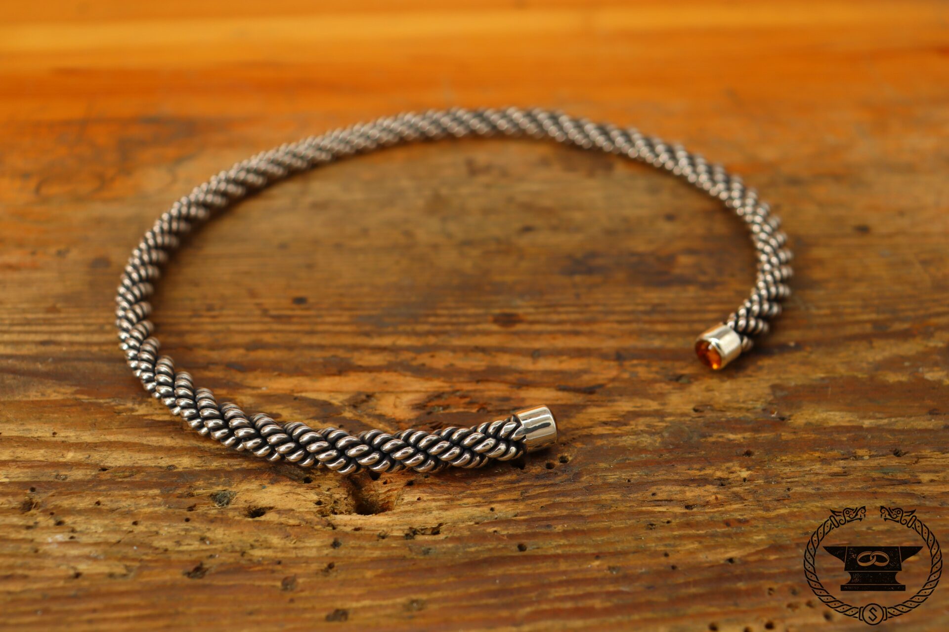 Wikinger Halsreif Sterlingsilber Bernstein